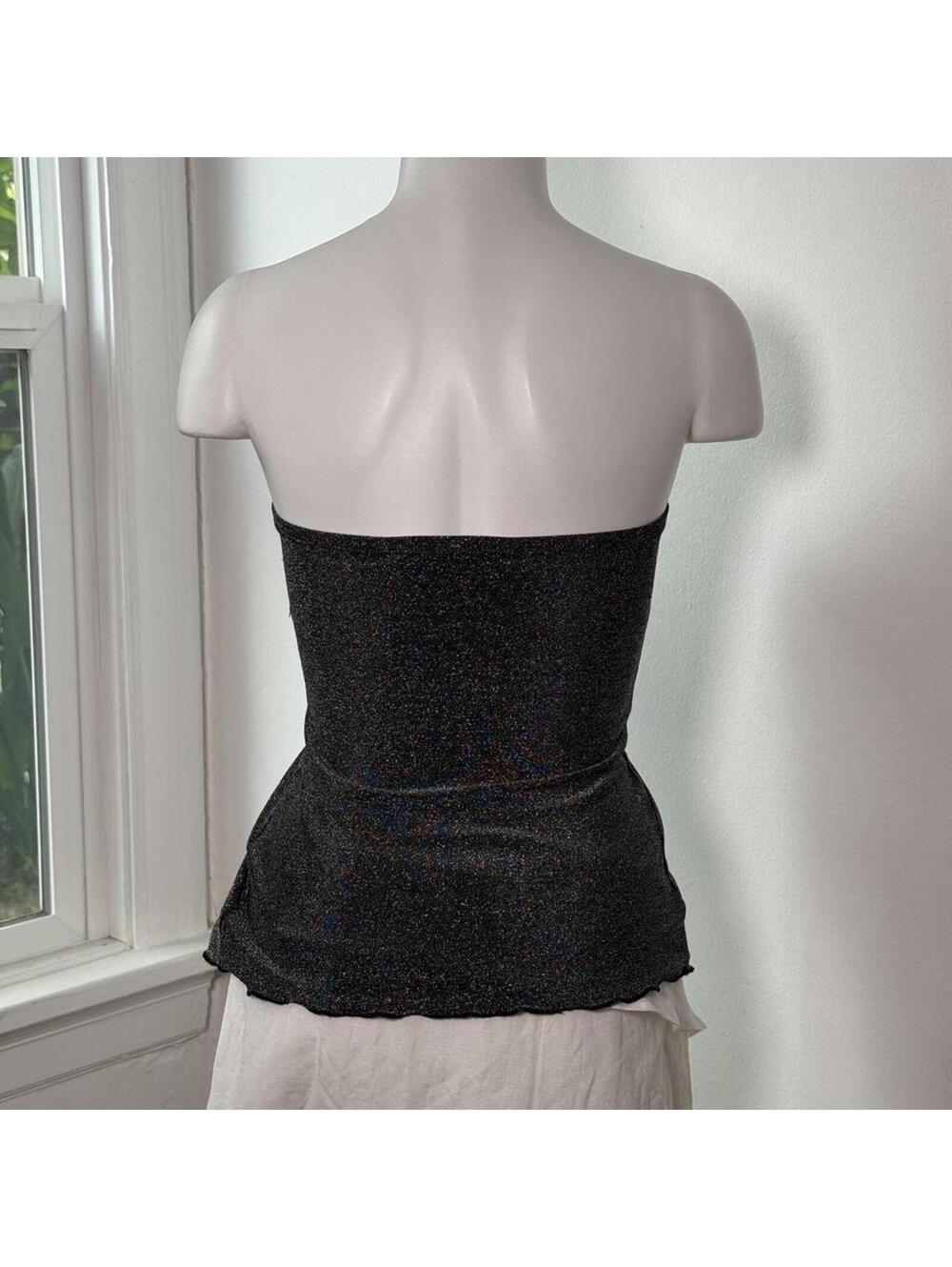 Urban Outfitters black sparkly strapless top - Picture 4 of 5